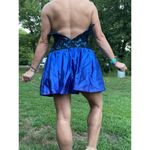 Vintage 80s Scarlett Nite Sequin Halter Metallic Fit Flare Mini Prom Dress Blue Photo 2