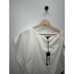 Katherine Barclay  Blouse Women XL NWT White Black Satin Cinch Career Business Photo 2
