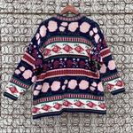 Vintage Ship’n’Shore rose floral striped sweater granny Size L Photo 3