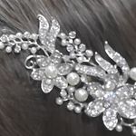Pearl & Rhinestone formal or bridal hair comb Silver Photo 5