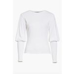Veronica Beard Ribbed Long Sleeve Top Lyon Puff Sleeve White Sz M Elevated Basic Photo 2