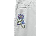 D. Jeans White Denim Floral Embroidered Hi Jeans Women Size 10 Straight Leg Boho Flower Photo 2