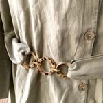 ZARA  LINEN BLEND CHAIN LINK BELT DRESS in Light Khaki Photo 7