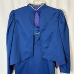 Vintage 80s/90s Sweetheart Column Dress & Puff Shoulder Jacket Set Two Piece Blue Size 6 Photo 1