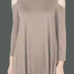 cupio Tunic Cold Shoulder Jersey Knit Tan Sweatshirt Slouchy Swing M Photo 0