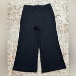 Loft  wide leg pull on ribbed pants size Large black rayon Photo 1