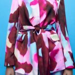 ZARA  Satin Affect Multi Color Belted Blazer Size S NEW Photo 3