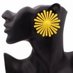 Yellow Flower Big Statement Stud Earrings Photo 0