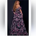 Jovani  40331 | Off the Shoulder Floral Navy Gown | Ruffles | Women’s 6 Photo 4