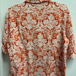 Rebecca Malone Orange and White Patterned Blouse Photo 4