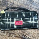 Betsey Johnson  Plaid herringbone Wallet wristlet with gold heart & pink logo Photo 0