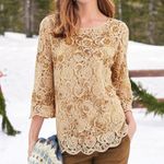 Sundance  Moon Flowers Lace Mesh Top: Champagne Photo 1