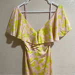 Kate Spade New York Yellow Pink Floral Splash Ruffle Satin Maxi Dress 6 Photo 3