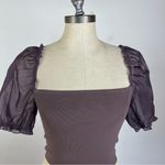 Aritzia Wilfred Sheer Puff Sleeve Crop Top Photo 2