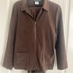 Harvé Benard VTG Harve Benard Womens Suit Set Jacket Pants Set 8 Brown Soft Faux Suede Office Photo 1