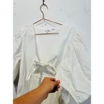 RHODE White 100% Cotton Cutout Front Tie Puffed Sleeves Greer Midi Dress Size 14 Photo 8