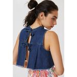 Anthropologie  Pilcro Sleeveless Denim Cropped Tank Medium Tie Bow Back Preppy Photo 2