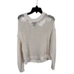 AQUA Women's Ivory Open Knit Cropped Sweater Size S Cotton Blend Photo 1