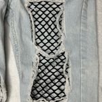Brooklyn Karma  Fishnet Boyfriend Jeans in Light Steel Blue Size Small Mixology Photo 8