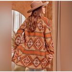 Savanna Jane Southwestern Sweater Brown Coastal Cowgirl Pattern Cardigan Large Photo 1