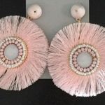Badgley Mischka New  Pink Beaded & Fringe Earrings Photo 0