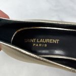 Saint Laurent NEW  Babies Edgy Mary Jane Ankle Strap Pumps Mid Heels Gold 38.5 Photo 9