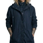 90s Vintage Hunters Run Navy Parka 1X Insulated Squall Hooded Coat Blue Photo 0