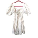 SUMMER AWAY Sydney Linen Puff Sleeve Poplin Mini Dress NWT‎ Sz Small White Photo 2
