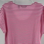 Lands' End  Vibrant Pink and White striped t-shirt Midi Dress casual vacation L Photo 2