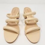 Schutz NEW  Olly Mid Block Nappa Leather Strappy Sandal Cream White 10.5 Photo 4