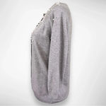 Carmen Marc Valvo ‎ Women's Gray Cardigan With Pearl Embellishments Large | EUC Photo 2
