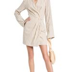 NANUSHKA Esma Cotton Linen Striped Wrap Open Back Mini Dress Size S NWT Photo 0