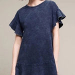 Anthropologie Saturday Sunday Odette Ruffle Sleeve Mini Dress Indigo Size XS Photo 0