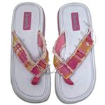 Skechers Vintage Y2K White Pink Thong Sandals Women’s 11 Chunky Plaid Comfort Photo 2