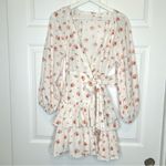 Maia Bergman Ines Floral Print Mini Eyelet Ruffle Dress Larges White Size L Photo 1