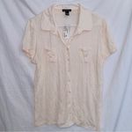Club Monaco NWT Natural Nude Short Sleeve Button Up Nigella Shirt size large Photo 0