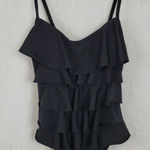 Aqua Green Womens One Piece Swimsuit Medium Black Ruffled Photo 0