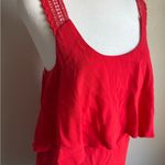 Maeve Anthropologie  Red Double Layer Crochet Strap Tank Mini Dress Womens 2 Photo 1