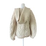Parker Beige V Neck Cable Knit Sweater Photo 2