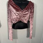 WAYF  Pink Velveteen Crop Top Size Small NWOT Photo 2