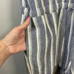 Anthropologie CLOTH & STONE‎ Ruffle Sleeveless Crossover Romper Zuma Beach Stripe Size L Large Photo 5