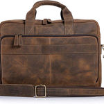 Leather briefcase 18 Inch Laptop Messenger Bags for Men and Women Best Office School College briefcase Satchel Bag Photo 1