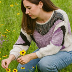 Vintage 80s Sweater Rocker Statement Multimedia Geometric Funky Unique Fluffy Purple Size L Photo 0