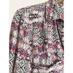 Maeve Anthropologie Islet Boho Print Long Sleeve White Pink Button Up Top Size M Photo 3