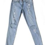 frame denim FRAME Skinny Jeans Lightwash Distressed Size 28 Denim Cotton Blend Pants Photo 0