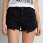 American Eagle  Faded Black Super Stretch Hi-Rise Distressed Shortie Shorts Photo 0