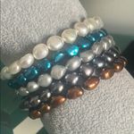 Freshwater Baroque Dyed GSJ Silver Pearl Necklace Stretch Bracelets 6 Piece Set Brown Photo 2