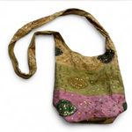 Sequin Embellished Shoulder Bag in Green and Pink Photo 0