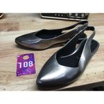 Anne Klein Iflex Women's 7 Silver Leather Slingback Pointed Toe Pumps Flat Photo 3