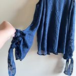 Anthropologie  By Together Cold Shoulder Star Print Blue Top Long Sleeve‎ Size L Photo 5